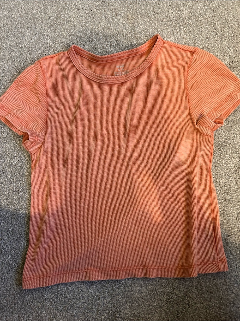 aerie Short-Sleeve Ribbed Tee in Coral Orange